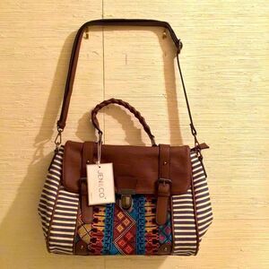 NWT Jen & Co. Harlow Aztec Beaded Vegan Satchel
